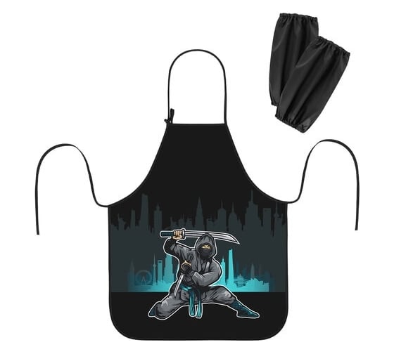Изображение товара Фартук для уроков труда ЮНЛАНДИЯ Black Ninja с нарукавниками, 45x54 см 271650