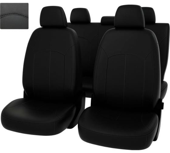 Изображение товара Чехлы PSV Оригинал для VW Polo VI 2020 черный, отстрочка черная, экокожа 135029