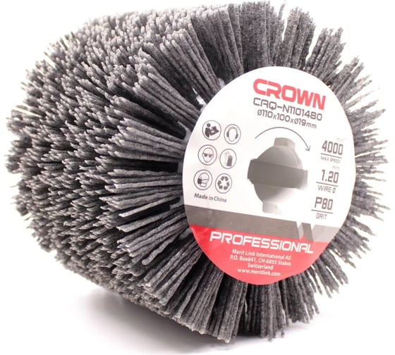 Изображение товара Щетка нейлоновая 110 мм, Р80 Crown CAQ-N1101480