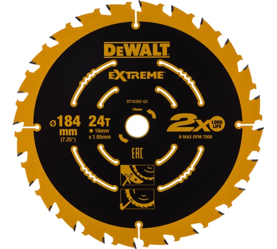 Изображение товара Диск пильный по дереву (184х16 мм) DEWALT DT 10302