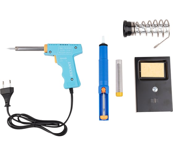 Изображение товара Набор для пайки: паяльник импульсный 30/70Вт, оловоотсос, подставка, припой REXANT ZD-303-A 12-0164