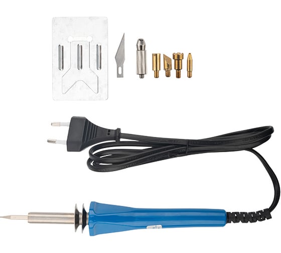 Изображение товара Набор REXANT паяльник-выжигатель, пирограф, 30Вт, 230В, 420-450 градусов, 6 насадок 12-0183