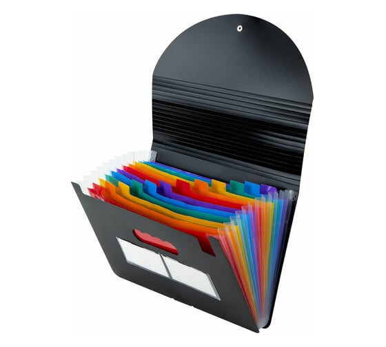 Изображение товара Папка-органайзер для бумаг и документов BRAUBERG Docs на резинке, 13 отделений, А4, черная 271152