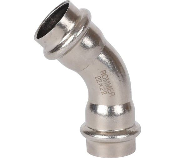 Изображение товара Угольник ROMMER 45 впр-впр, 22, из нержавеющей стали, прессовой Rss-0005-000022 RG0091KSNOBKG7