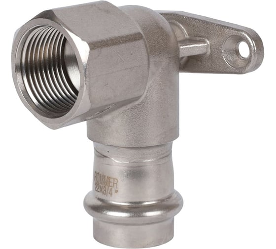 Изображение товара Угольник ROMMER настенный, с креплением, впр-вр, 22x3/4, из нержавеющей стали, прессовой Rss-0011-002234 RG0091KSNOIF20