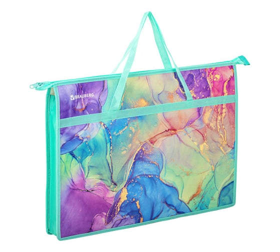 Изображение товара Папка для рисунков и чертежей BRAUBERG Marble с ручками А3, пластик, молния сверху 271435