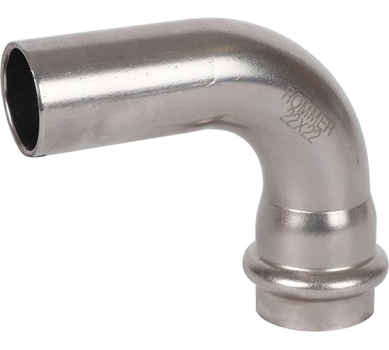 Изображение товара Однораструбный угольник ROMMER 90 впр-нпр, 22, из нержавеющей стали, прессовой Rss-0002-000022 RG0091KSNO7P7A