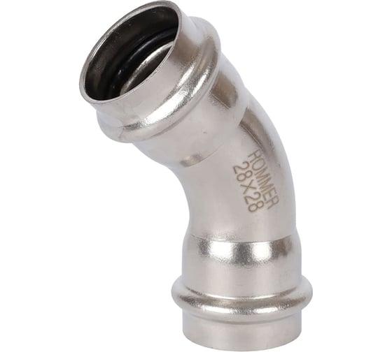 Изображение товара Угольник ROMMER 45 впр-впр, 28, из нержавеющей стали, прессовой Rss-0005-000028 RG0091KSNOBP8A