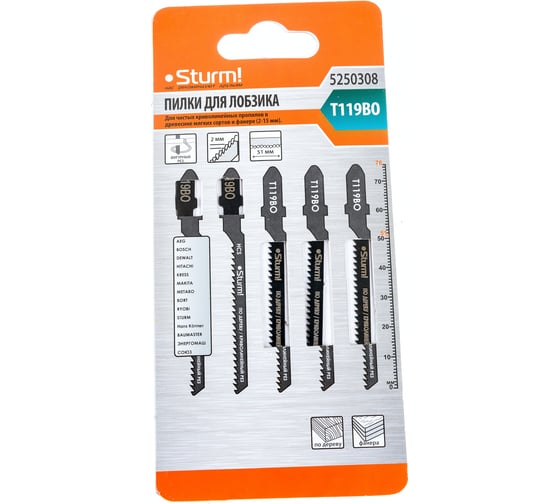 Изображение товара Пилки для лобзика T119BO (5 шт.) Sturm 5250308