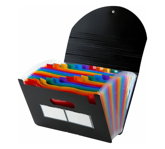 Изображение товара Папка-органайзер для бумаг и документов BRAUBERG Docs на резинке, 25 отделений, А4, черная 271151