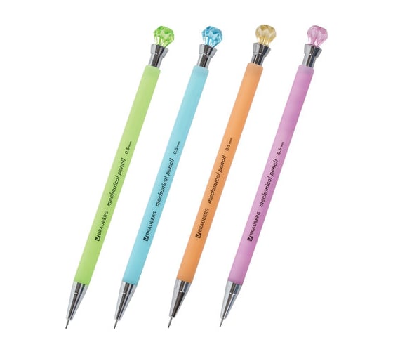 Изображение товара Механический карандаш Diamond 0,5 мм BRAUBERG, корпус ассорти, хромированные детали 48 шт 181416