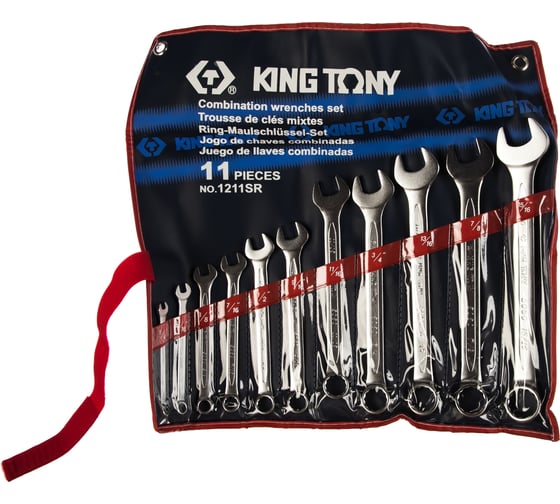 Изображение товара Набор комбинированных ключей (1/4"-15/16", 11 предметов) KING TONY 1211SR