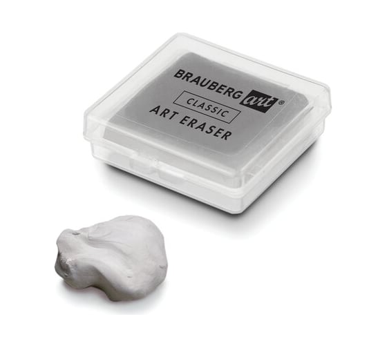 Изображение товара Художественный ластик-клячка BRAUBERG Art Classic серый, в футляре, 40x36x10 мм 271154