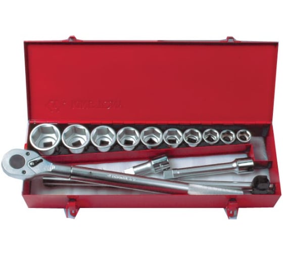 Изображение товара Набор торцевых головок с принадлежностями (3/4", шестигранные, 22-50 мм, 14 предметов) KING TONY 6314MR