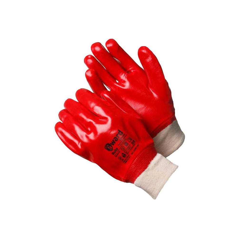 Перчатки Gward Ruby МБС, интерлок с покрытием ПВХ красного цвета, р. XL 12 пар GSP0111R-I