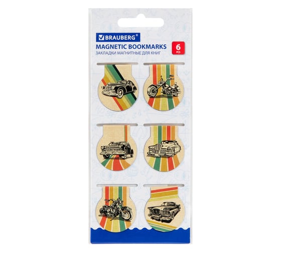 Изображение товара Магнитные закладки для книг Auto BRAUBERG, 32x28 мм 10 упаковок по 6 шт 113167
