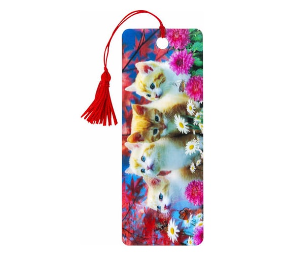 Изображение товара Закладка для книг Котята 3D BRAUBERG, объемная, с декоративным шнурком-завязкой 6 шт 125762