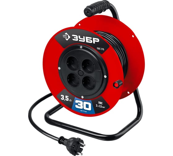 Изображение товара Силовой удлинитель на катушке ЗУБР ПВС 215 ПВС 2x1.5 30м 3500Вт 55103-30