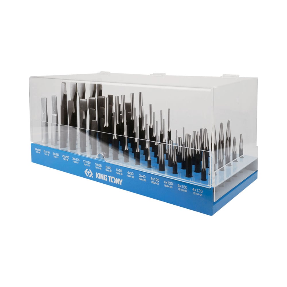 Изображение товара Стенд с зубилами, кернерами, выколотками и бородками 90 предметов KING TONY 1090PR1