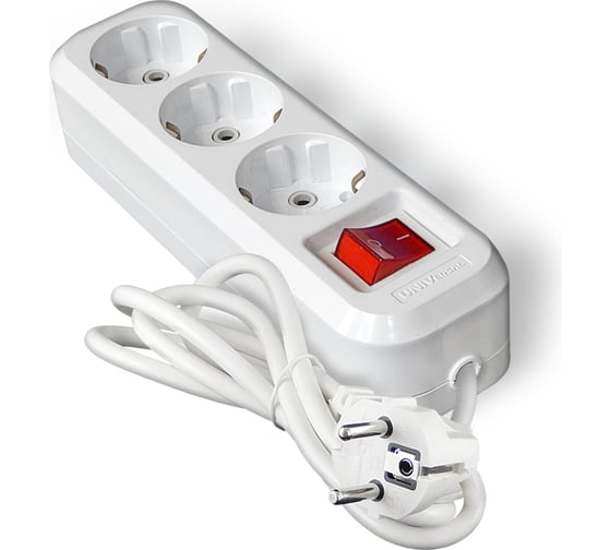 Изображение товара Удлинитель UNIVersal s-303а пвс 3/1,5 3гн. с заземлением, с выключателем, длина 3м (еврослот) 1726