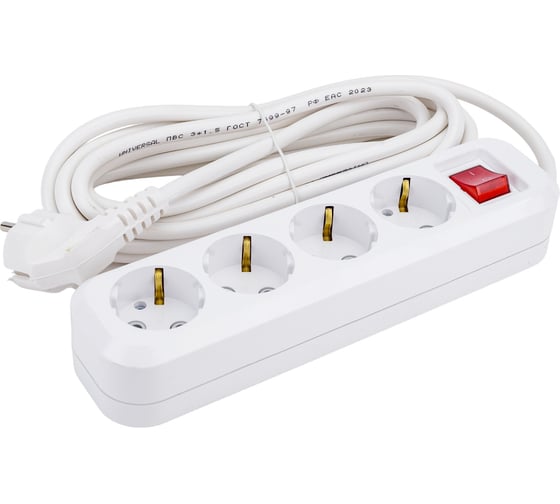 Изображение товара Удлинитель UNIVersal s-304а пвс 3/1,5 4гн. с заземлением, с выключателем, длина 5м (еврослот) 1735