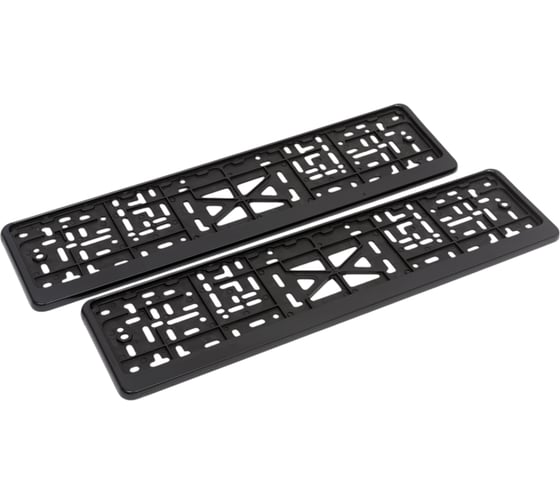 Изображение товара Рамка номерного знака ZiZay стандарт, пластик, без надписей, черная, комплект 2 шт., размер 540x140 мм ZZ0001