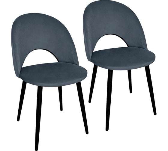 Изображение товара Стул BRABIX Luna Cf-070 2 шт., серый велюр, усиленный металлический каркас, черный 532770
