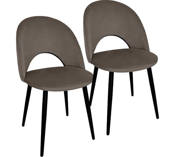 Изображение товара Стул BRABIX Luna Cf-070 2 шт., коричневый велюр, усиленный металлический каркас, черный 532772