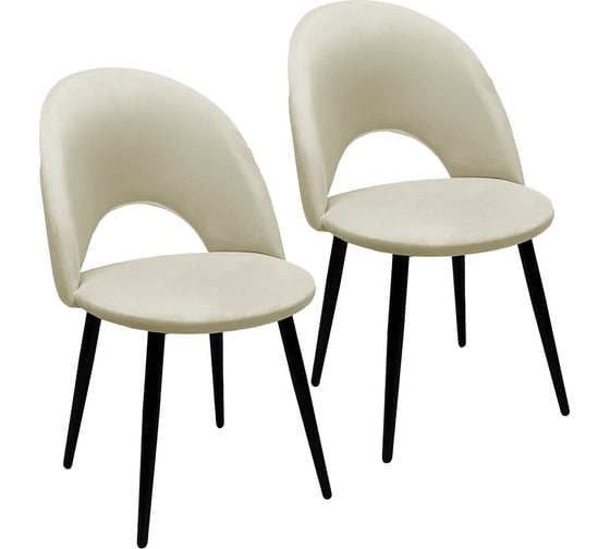 Изображение товара Стул BRABIX Luna Cf-070 2 шт., бежевый велюр, усиленный металлический каркас, черный 532771