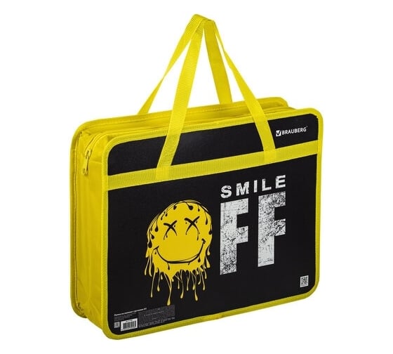 Изображение товара Папка на молнии BRAUBERG Off с ручками, А4, 1 отделение, пластик, 80 мм 271465