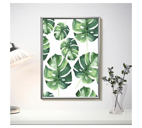 Изображение товара Рамка BRAUBERG Slim 21x30 см, серебристая, пластик, багет 8 мм, плотный задник с ножкой, акриловый экран 391316