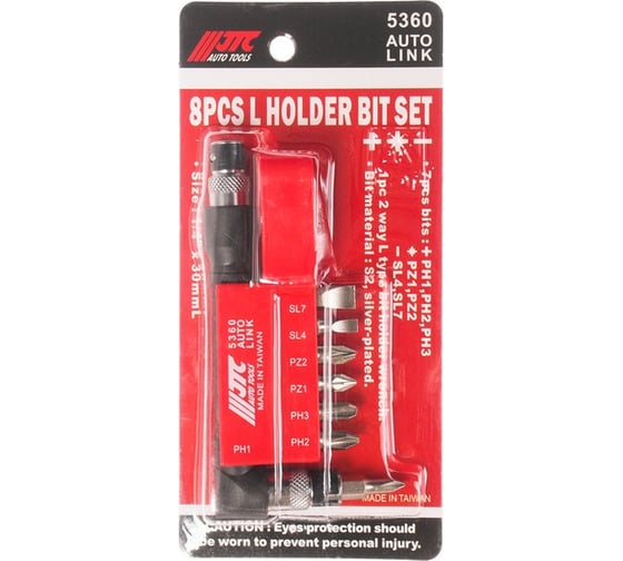 Изображение товара Набор вставок 1/4 DR филипс, позидрайв с Г-образным держателем 8шт JTC 5360