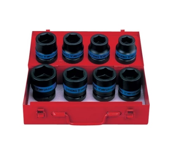 Изображение товара Набор ударных торцевых головок (1", шестигранные, 24-41 мм, 8 предметов) KING TONY 8410MP
