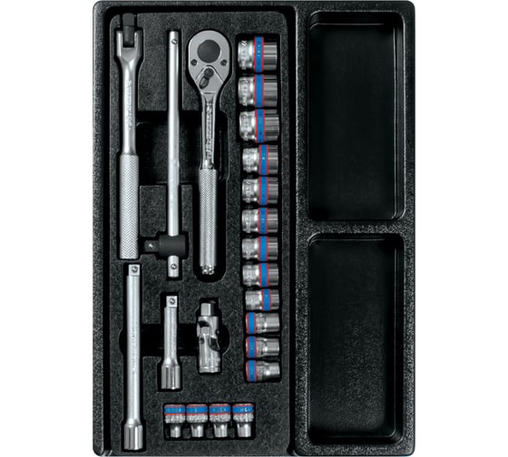 Изображение товара Набор торцевых головок 3/8" с принадлежностями (ложемент, 23 предмета) KING TONY 9-3523MR