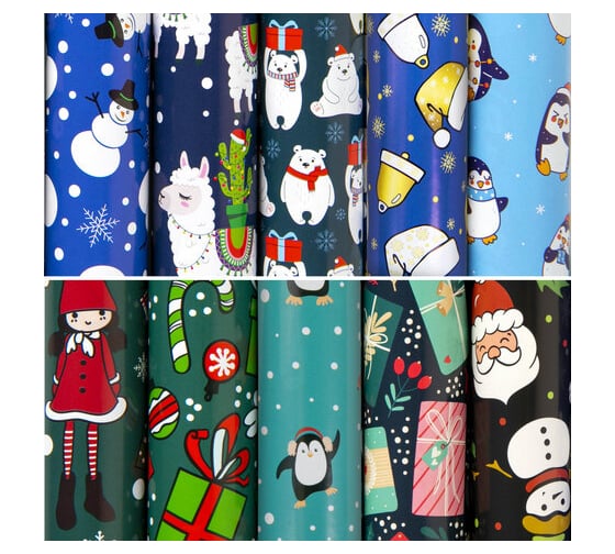 Изображение товара Новогодняя упаковочная бумага ЗОЛОТАЯ СКАЗКА Snow Fun, 70x100 см, 10 дизайнов ассорти 591911