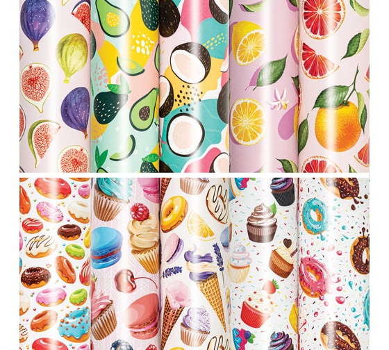 Изображение товара Упаковочная бумага ЗОЛОТАЯ СКАЗКА Sweet Life 70x100 см, 10 дизайнов ассорти 591920