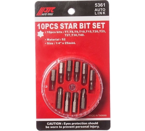 Изображение товара Набор вставок в боксе 1/4 DR торкс T7-T40 10шт JTC 5361