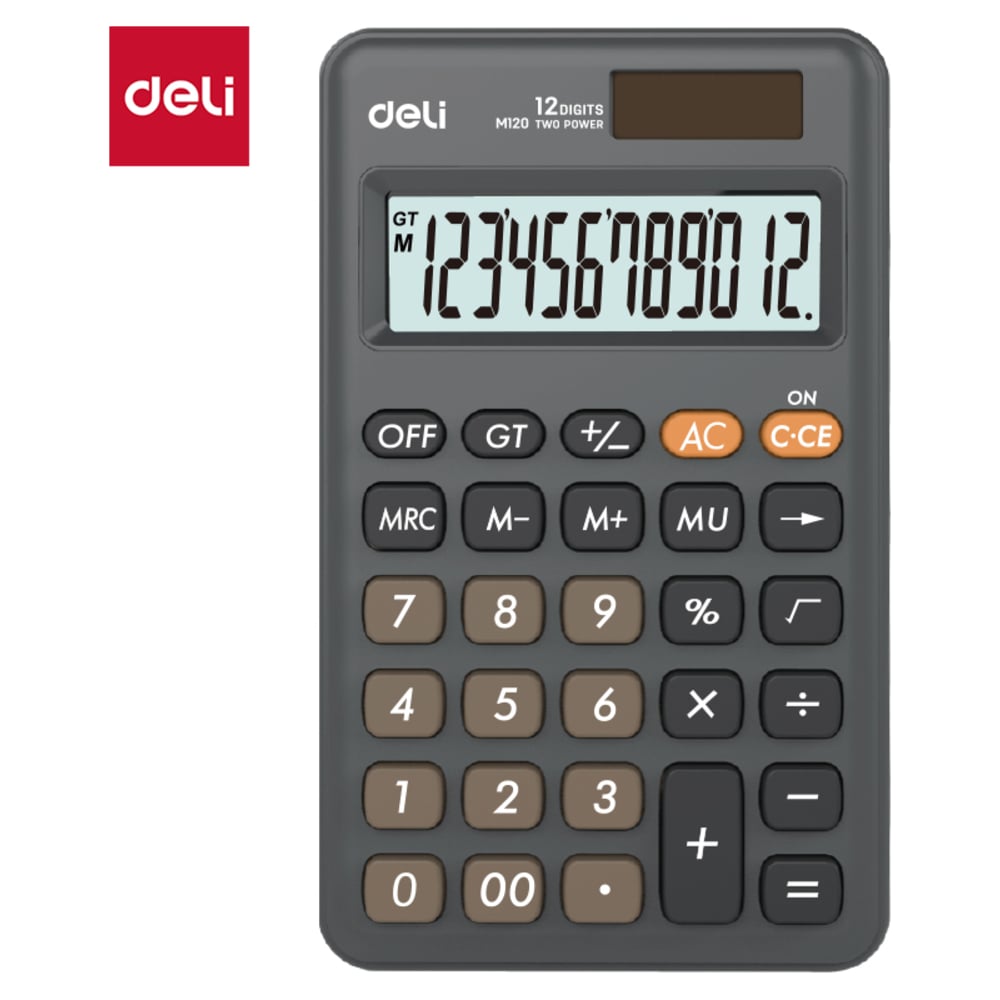 Изображение товара Калькулятор DELI EM120 BLACK настольный компактный 12 разрядов