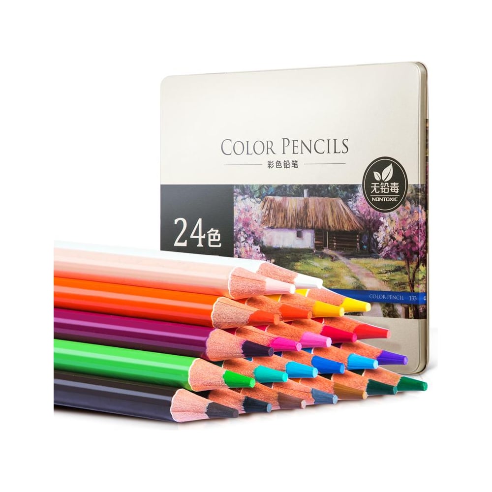 Цветные карандаши DELI расчёска lei bubble дерево ассорти