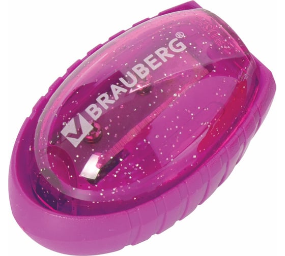 Изображение товара Точилка BRAUBERG Shuttle с контейнером, эллиптическая, ассорти, в картонном дисплее 222505