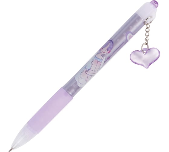 Изображение товара Шариковая автоматическая ручка BRAUBERG First Love с грипом, синяя, подвеска, корпус ассорти, узел 0.5 мм, линия письма 0.3 мм 141285