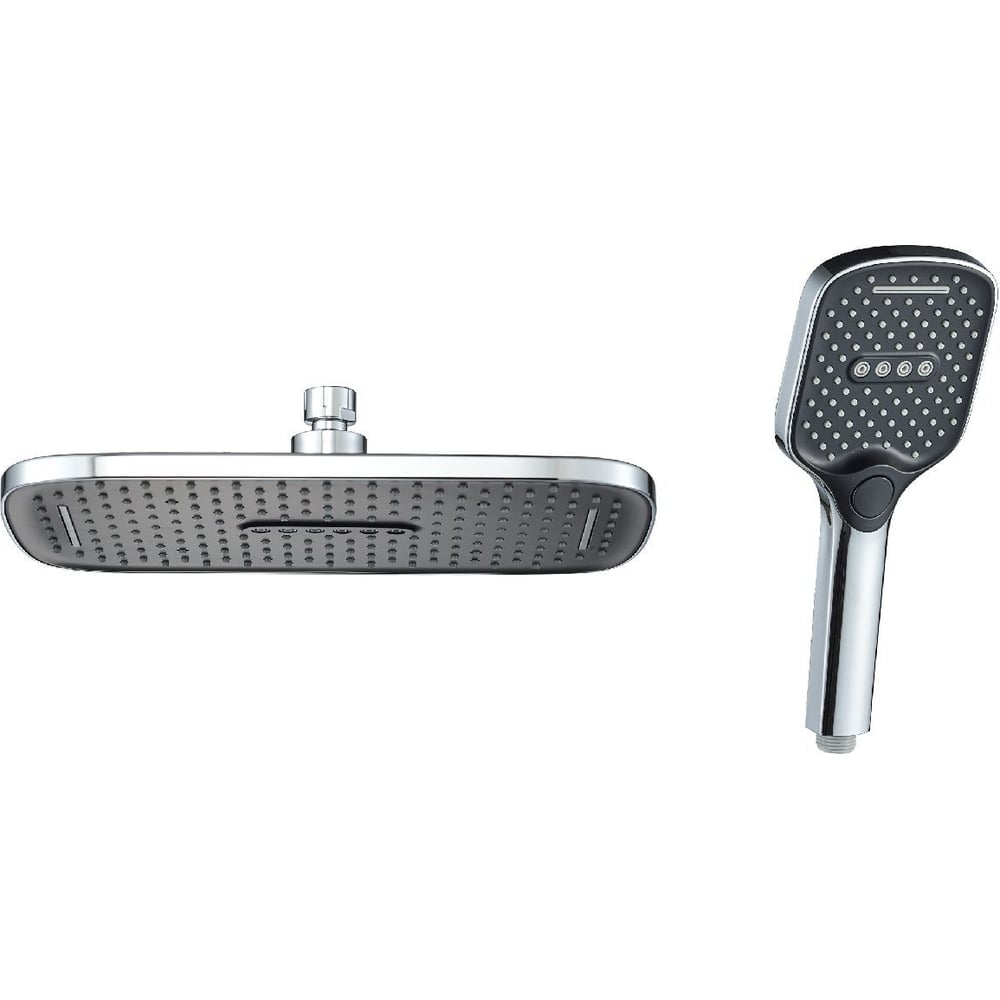 Изображение товара Комплект леек для душа OUTE душевая лейка и тропическая лейка из ABS-пластика, цвет хром/черный TH76T