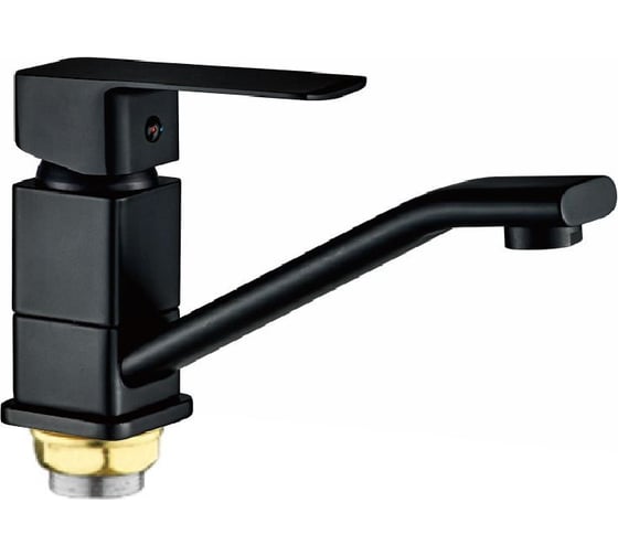 Изображение товара Смеситель для раковины Rainsberg черный, однорычажное управление, поворотный излив, монтаж на одно отверстие, на гайке, гибкая подводка R1003DHF