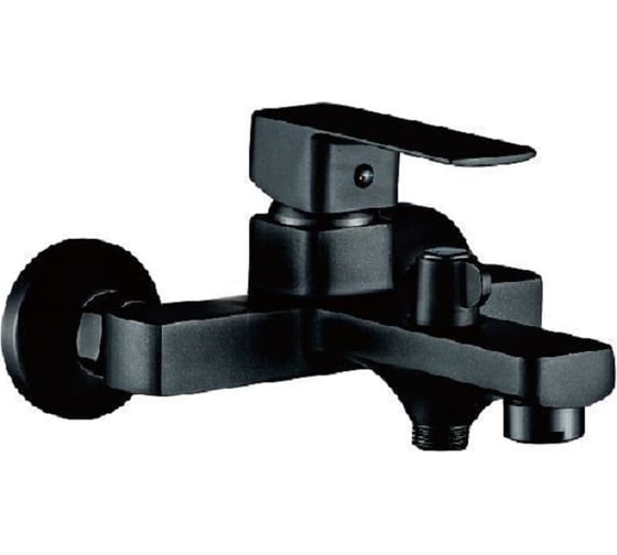 Изображение товара Смеситель для ванны и душа Rainsberg с монолитным коротким изливом 12 см , черный матовый, однорычажный, керамический картридж R1002HF