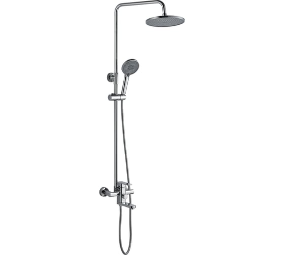 Изображение товара Душевая стойка Rainsberg со смесителем и тропическим круглым душем, силумин, хром, высота стойки от 88 до 1250 см R9004F-1