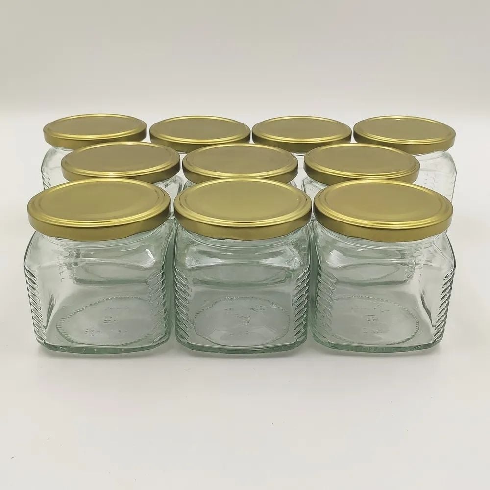 Изображение товара Набор из 10 стеклянных банок ЛЕТО квадратных под твист-офф 0.39л с крышками