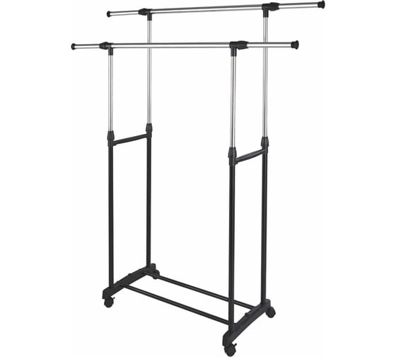 Изображение товара Напольная вешалка HAPPY PANDA HP-CR01 раздвижная, 2 перекладины, 80/145x43x90/155 см, на колесах РТ-00069417