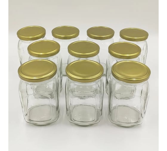 Изображение товара Набор банок ЛЕТО стеклянные под твист-офф d82мм 0.72л кубик с крышкой 10шт 97610