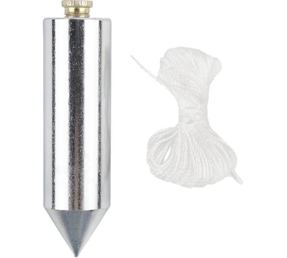 Изображение товара Цилиндрический отвес ШАБАШКА металл, шнур 5 м, 250 г 228538