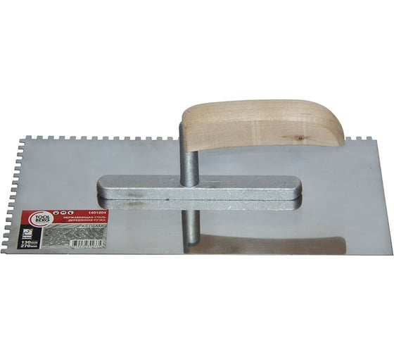 Изображение товара Кельма Toolberg 1401204 нержавеющая сталь, деревянная рукоятка, 130x270 мм, зуб 4x4 мм ЛА-00000453